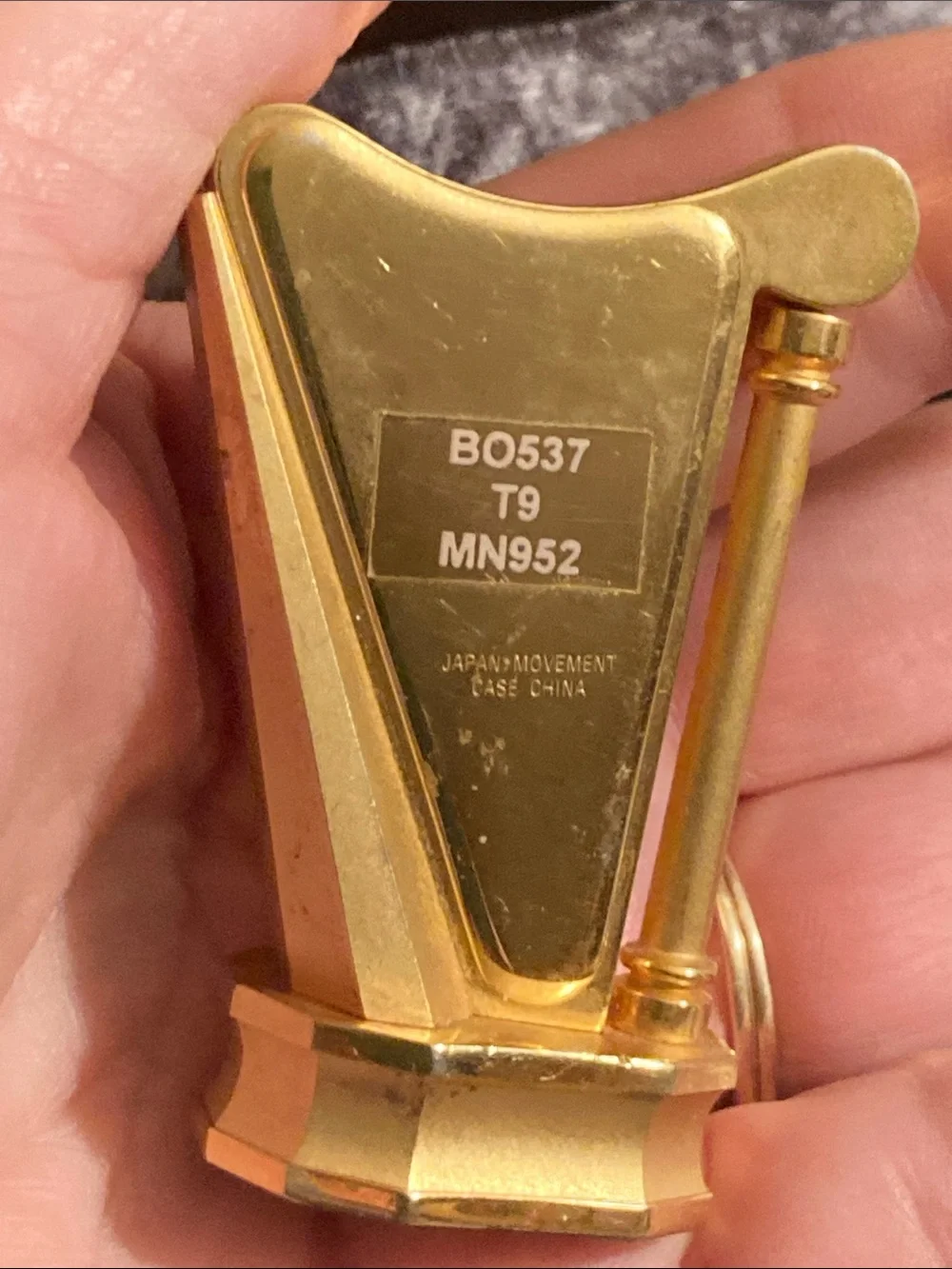 Bulova Golden Harp-Shaped Desk Top Clock Accent Works Perfectly